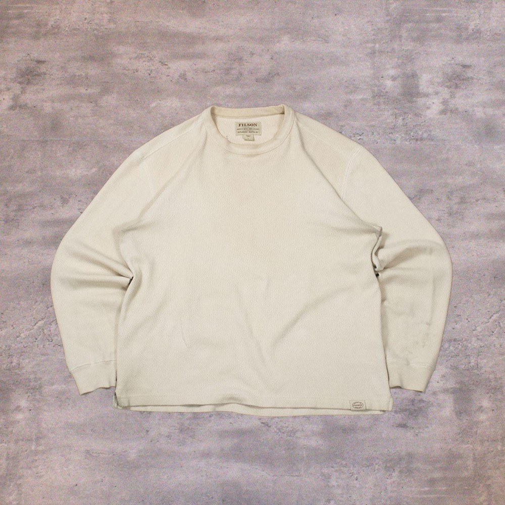 Filson Waffle Knit Thrashed Cream Crewneck Sweater